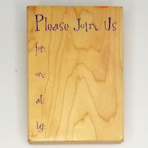 Hero Arts Vintage "Please Join Us" Party Invitation Wooden Rubber Stamp - Picture 1 of 3